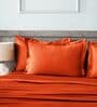 Red 400TC 100% Cotton Solid Flat Super King Bedsheet With 2 Pillow Covers