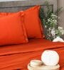 Red 400TC 100% Cotton Solid Flat Super King Bedsheet With 2 Pillow Covers