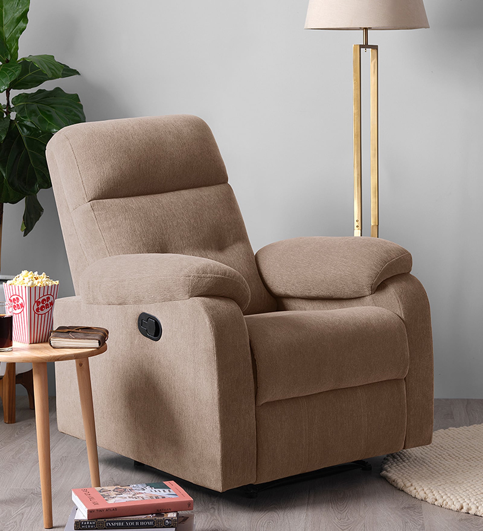Rx5 Fabric Manual 1 Seater Recliner In Belgian Beige Colour