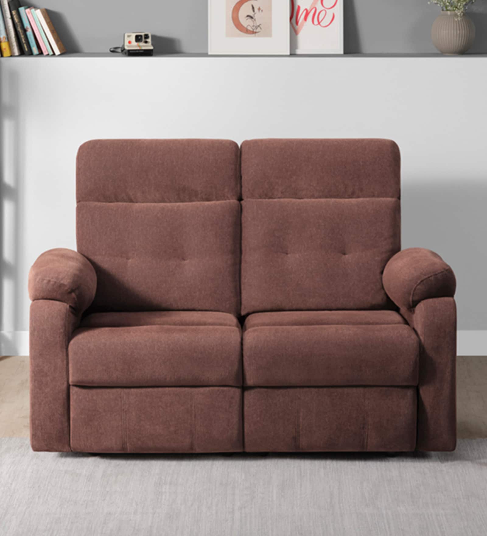 RX5 Fabric Manual 2 Seater Recliner in Turkish Brown Colour