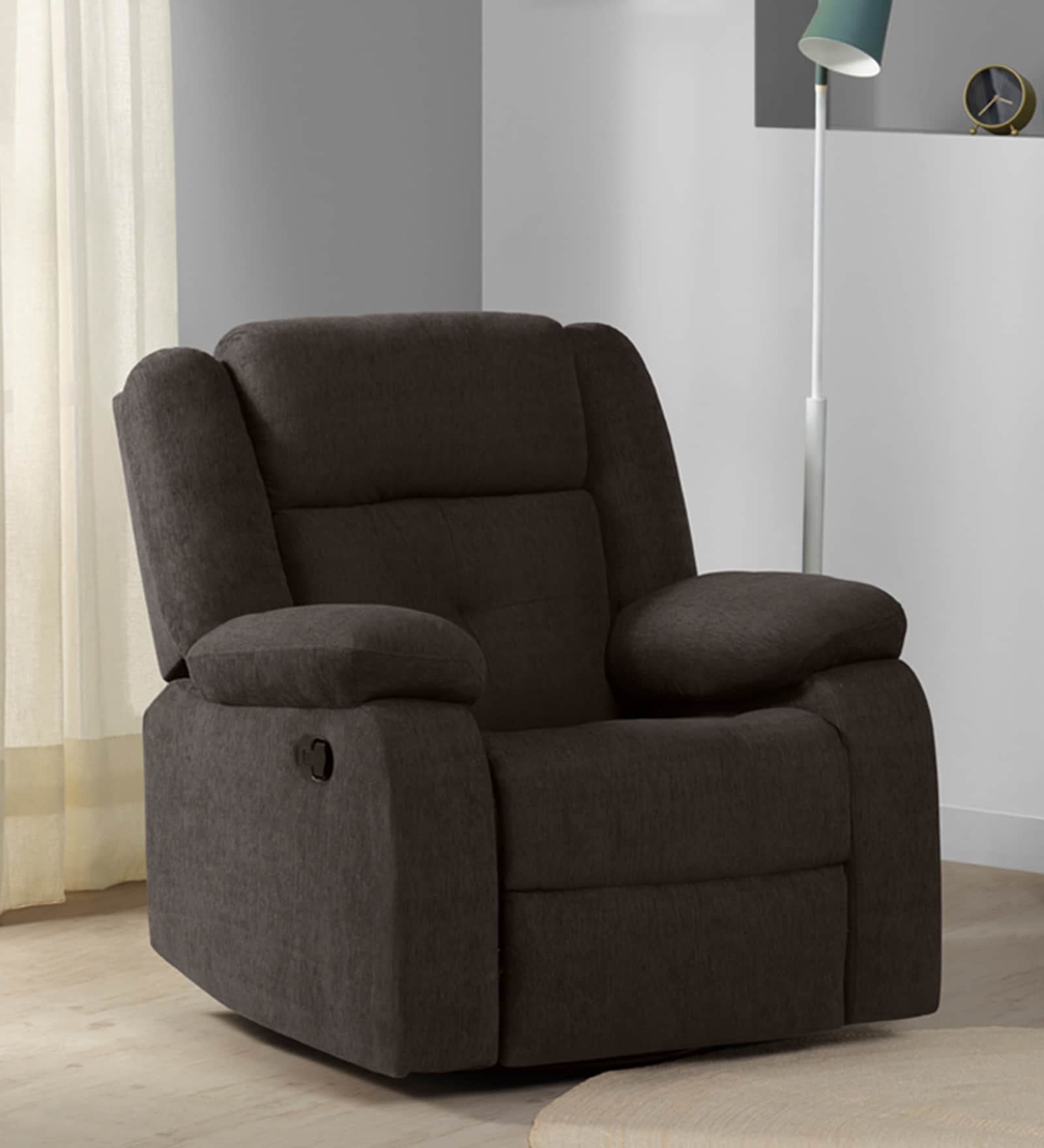 Rx7 Fabric Manual 1 Seater Recliner In Egyptian Brown Colour