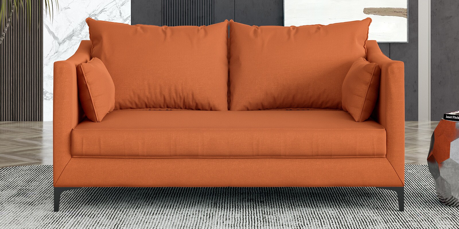 Esteban Velvet 2 Seater Sofa In Rust Colour
