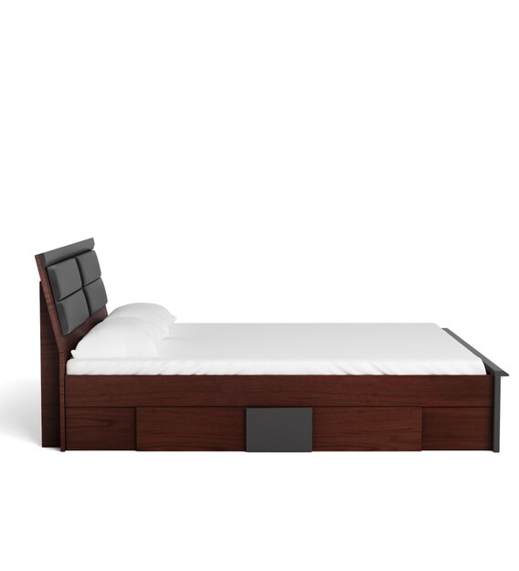 Buy Ryouta Queen Size Bed With Storage in Wenge Finish by Mintwud