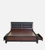 Ryouta Upholstered King Size Bed in Wenge Finish with Drawer Storage