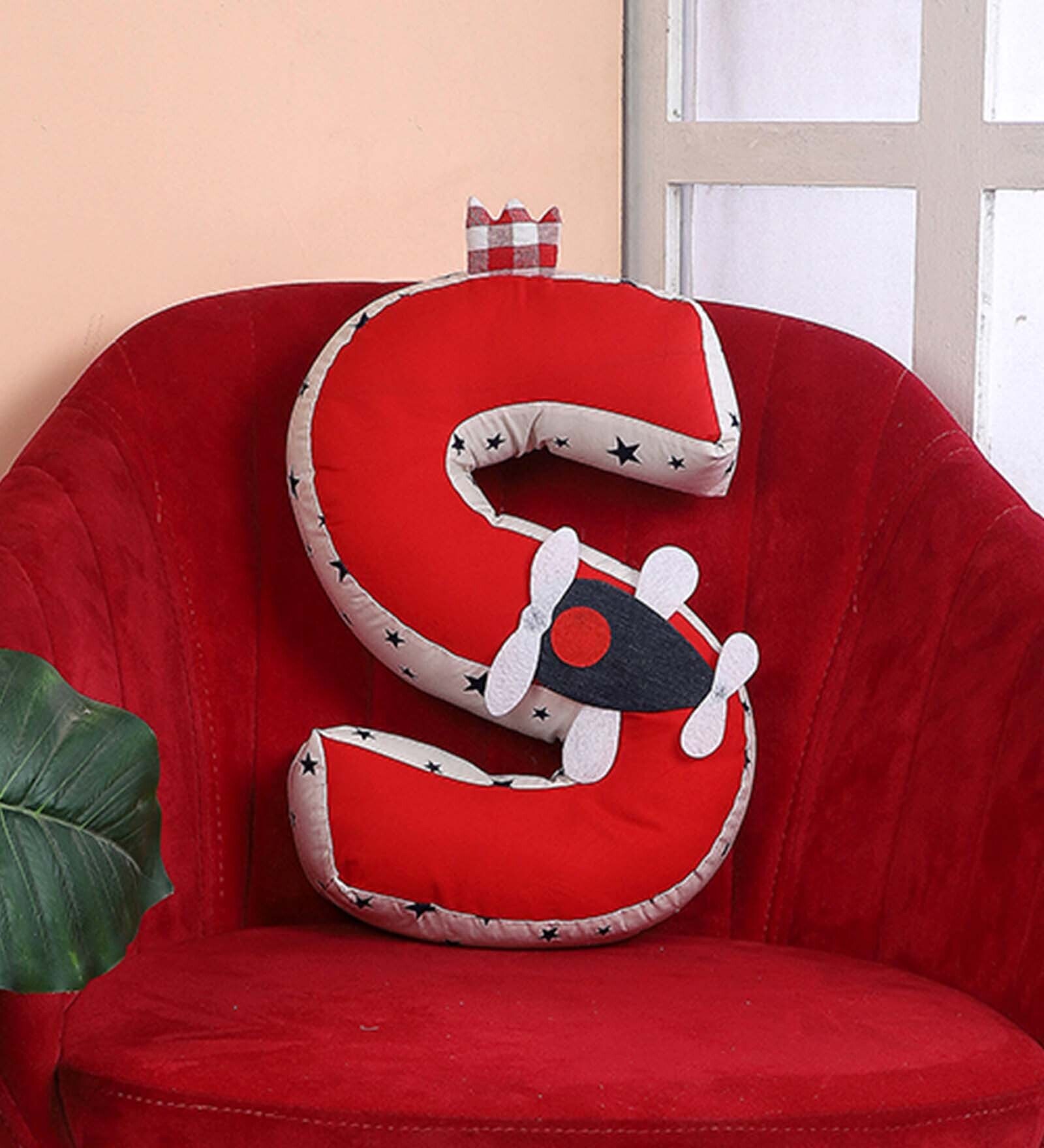 Red Cotton S Alphabet Shaped Pillow