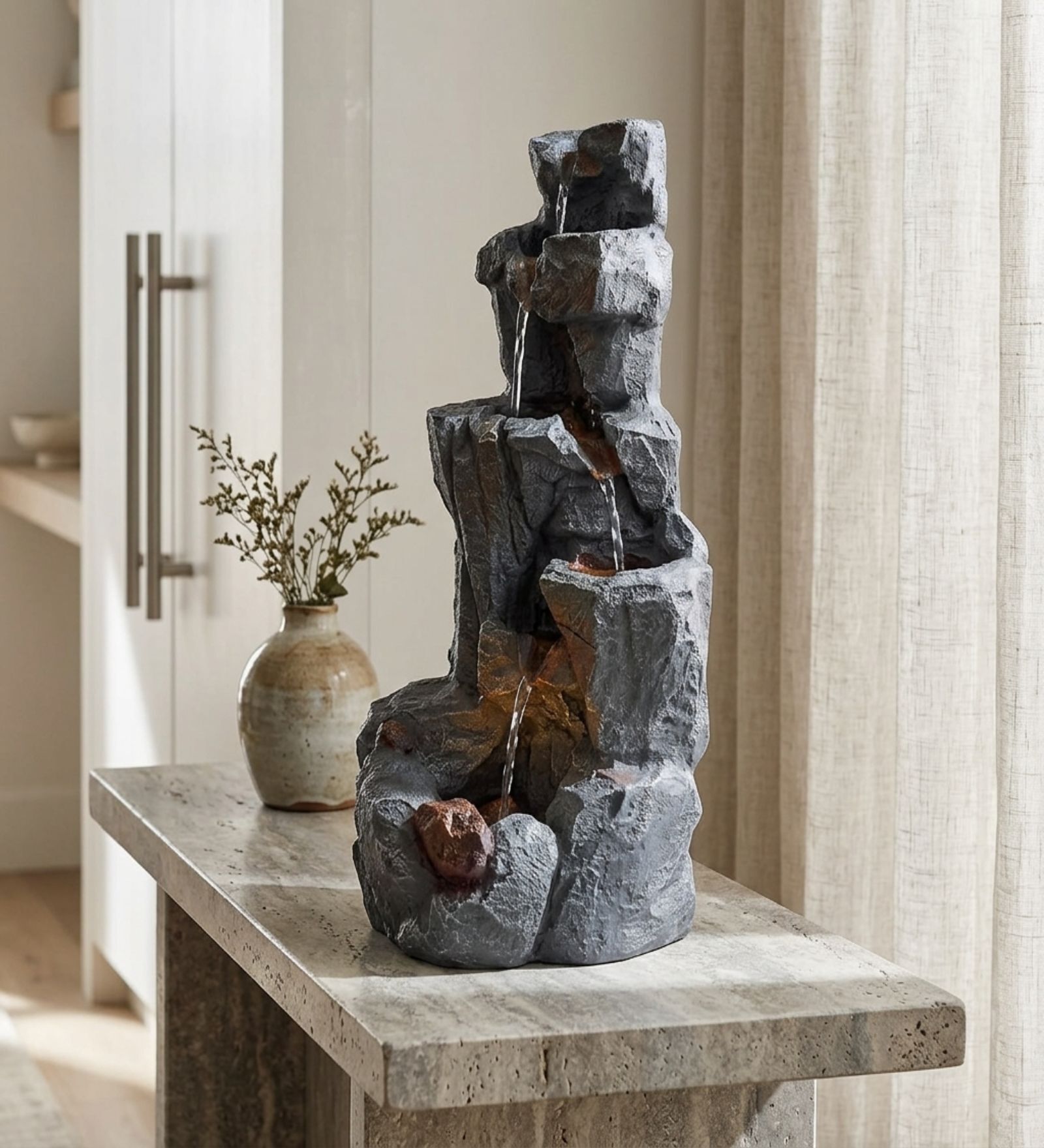 Mountain Spring Multi-Tier Water Fountain with LED Light