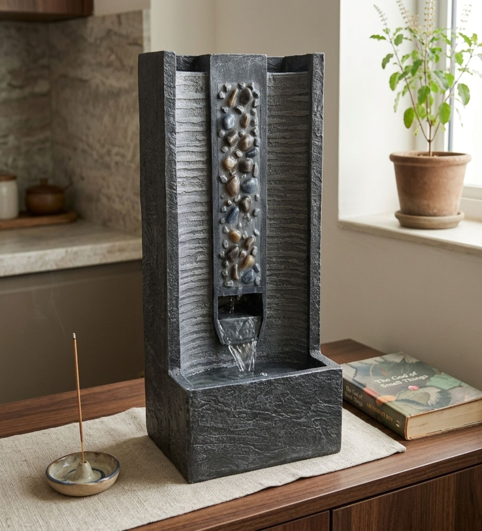 Silver Leaf Waterfall Fountain