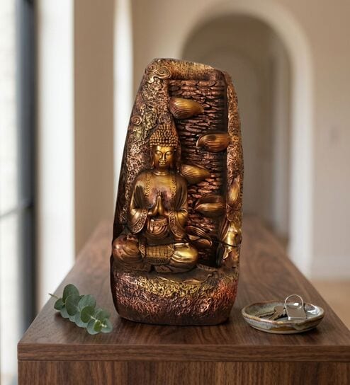 Golden Harmony Buddha Cascading Tabletop Water Fountain