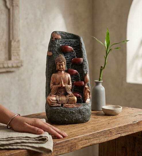 Golden Serenity Buddha Cascading Tabletop Water Fountain/1