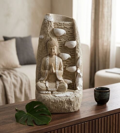 Ivory Serenity Buddha Cascading Tabletop Water Fountain