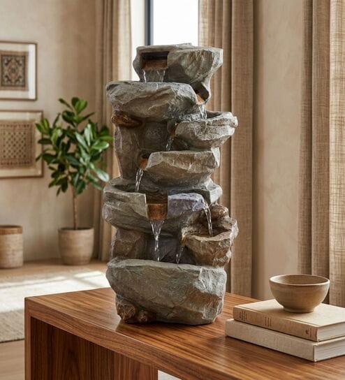 Rustic Stone Cascade Water Fountain