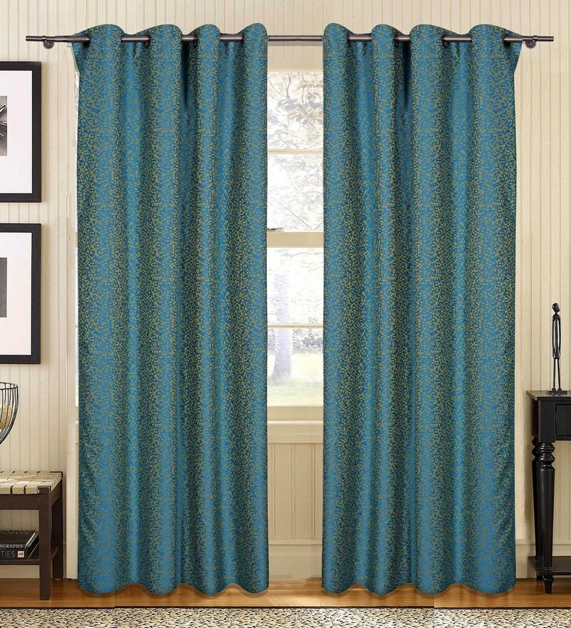 Buy S9home By Seasons Blue Yellow Polyester Geometric Curtain