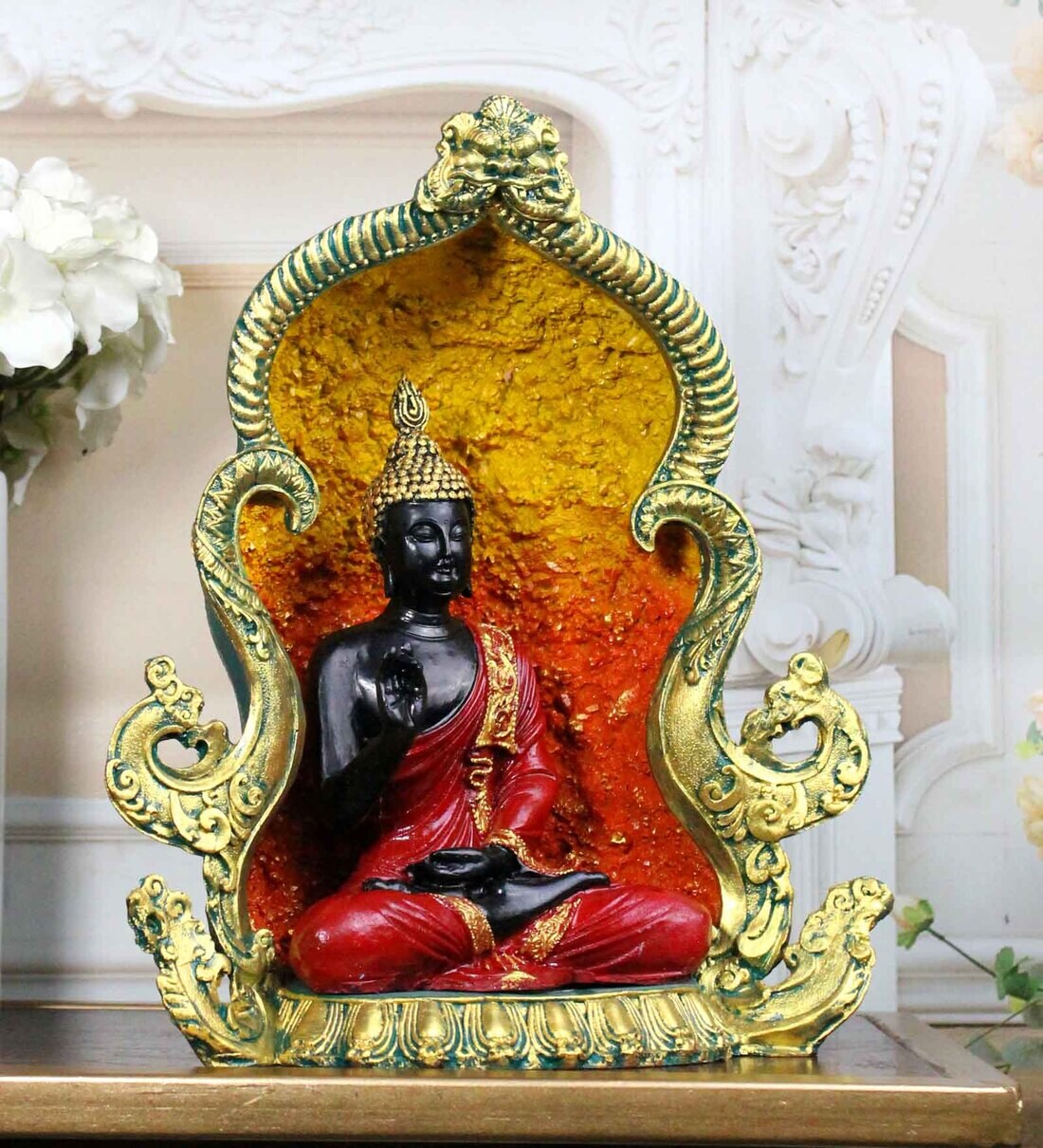 Buy Sacred Buddha Red Polyresin Idol at 64% OFF by The White Ink Decor ...