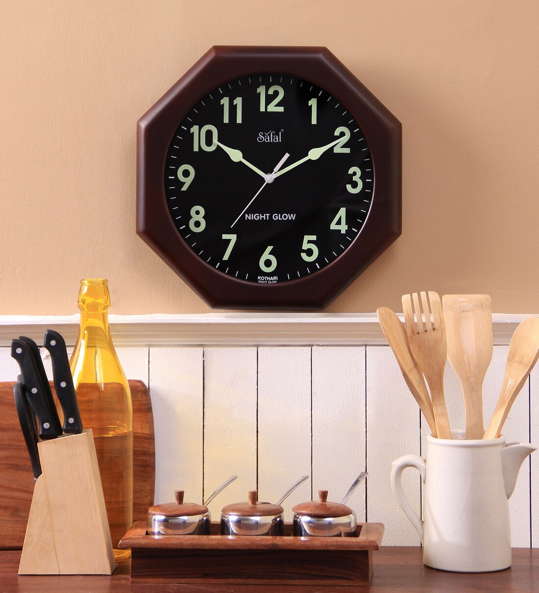Buy Brown Engineered Wood Analog Wall Clock by Safal Quartz at 41 OFF