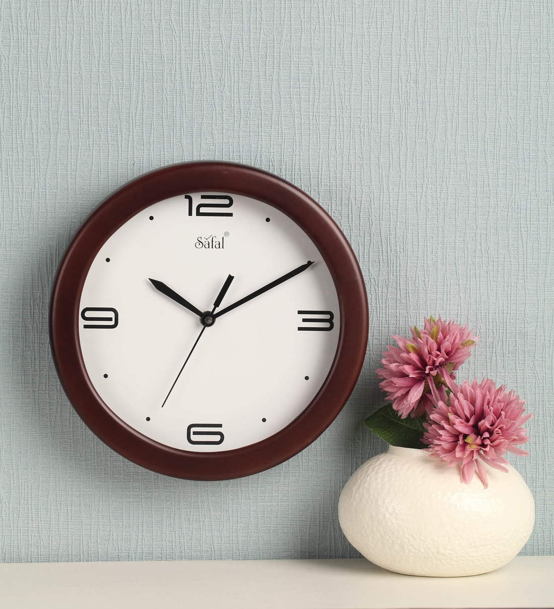 Buy Brown Solid Wood Analog Wall Clock by Safal Quartz Online Modern