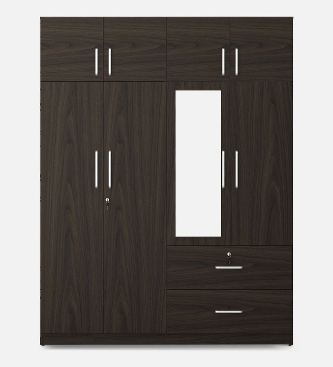 Buy Saika 4 Door Wardrobe in Urban Walnut Finish with Mirror Online 4