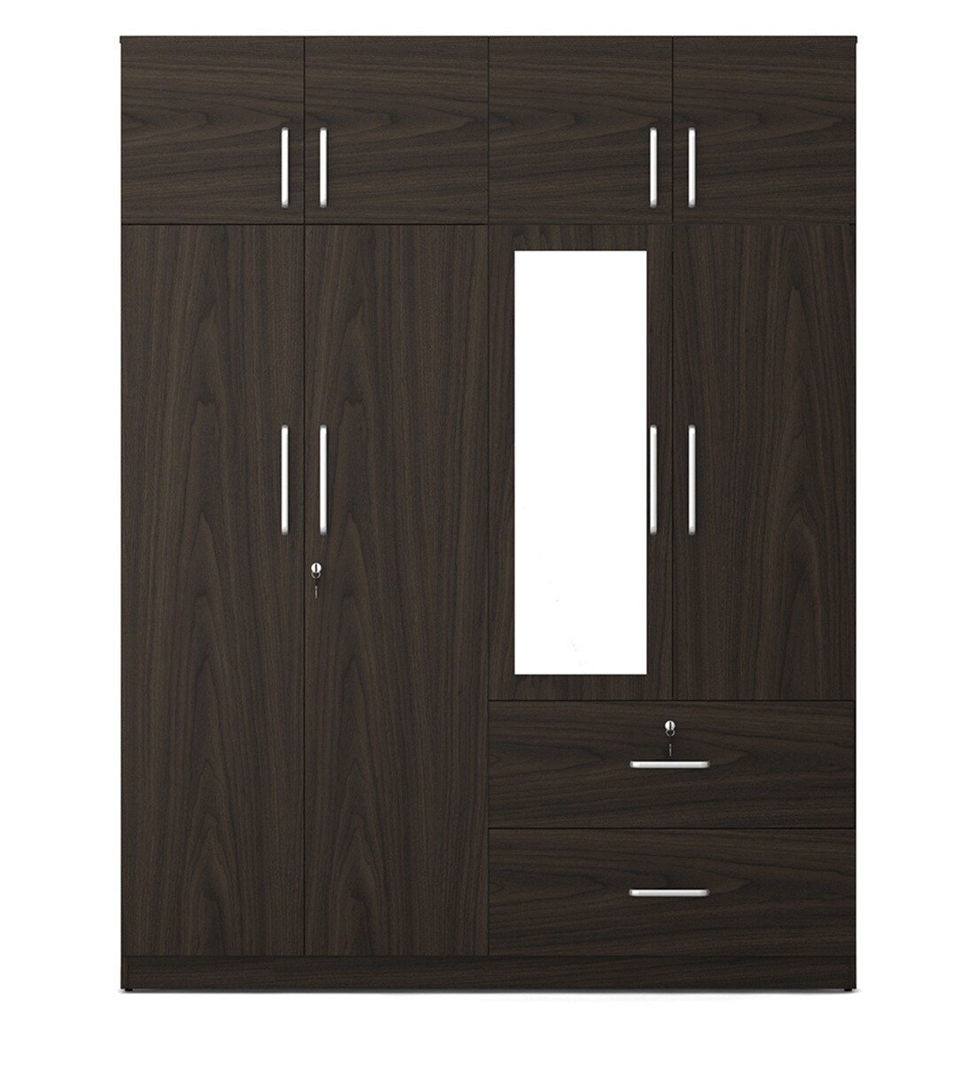 Buy Saika 4 Door Wardrobe in Urban Walnut Finish with Mirror Online 4
