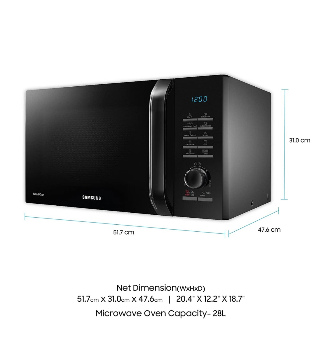 samsung 28 l convection microwave oven mc28h5145vk tl