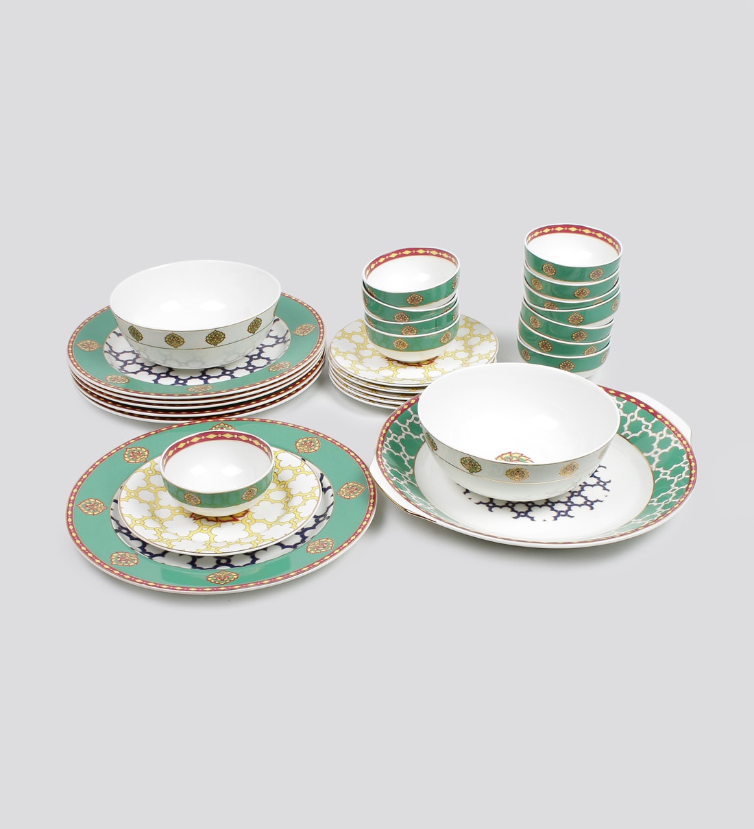 Buy Virasat Collection Bone China Dinner Set Set of 27 by Sanjeev