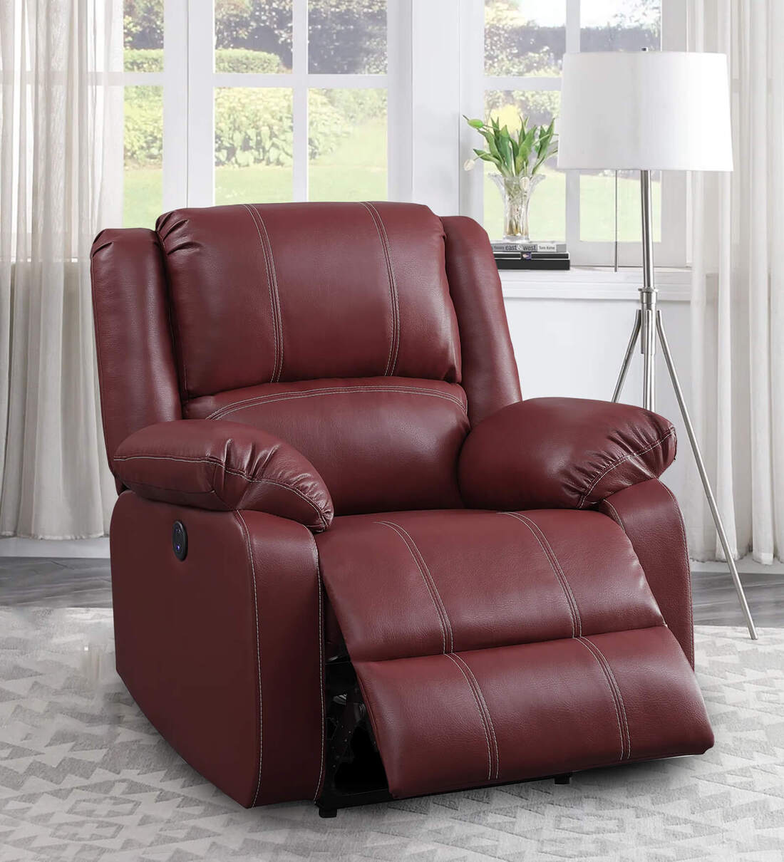 Buy Santo Leatherette 1 Seater Motorized Recliner In Red Maroon colour ...