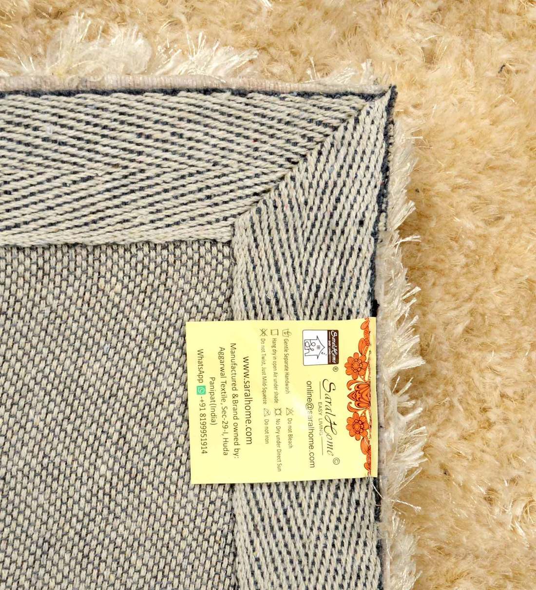 Buy Beige Polyester Shag 4 x 6 Feet Machine Made Carpet by Saral Home