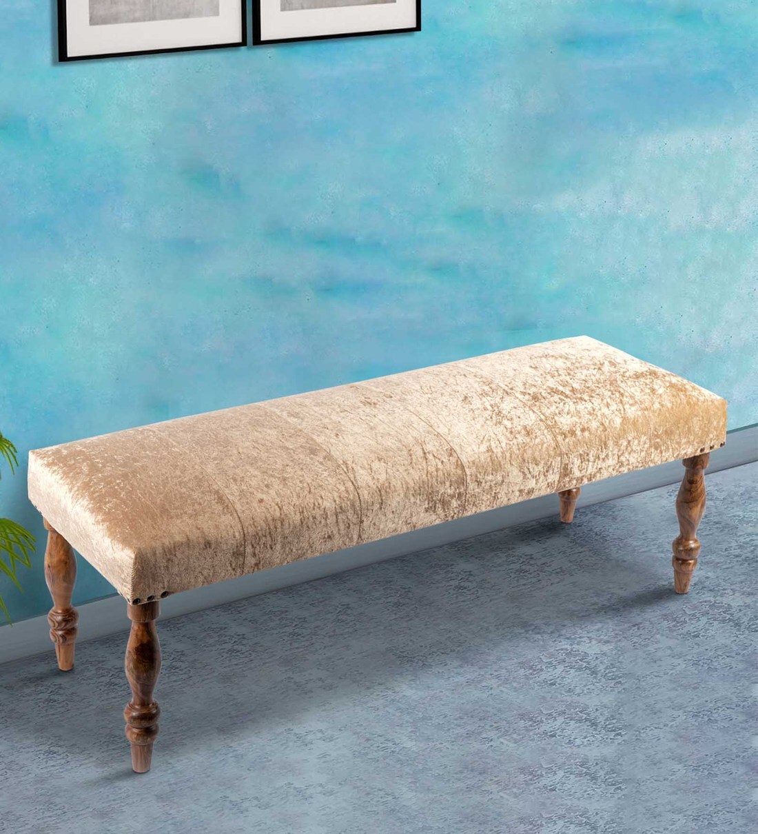 Buy Sasha Upholstered Bench in Cream Colour by Ikiriya Online