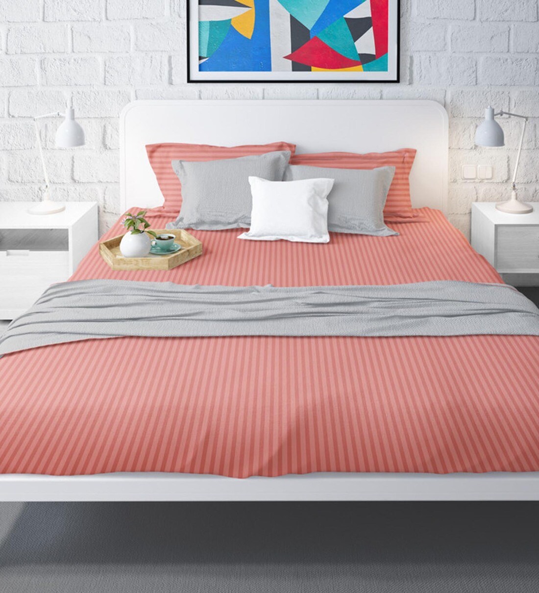 Buy Satin 210TC Queen Size Bedsheet with 2 Pillow Covers Online Abstract Double Bed Sheets