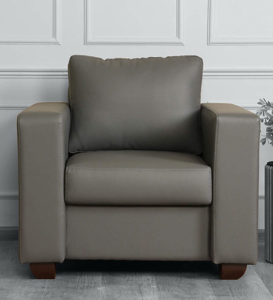 Buy Udine Leatherette 1 Seater Sofa In Nimbus Grey Colour By Woodsworth
