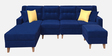 Santiago Fabric 6 Seater RHS Sectional Sofa with Ottoman in Blue Colour