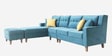 Santiago Fabric 6 Seater RHS Sectional Sofa with Ottoman in Green Colour