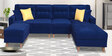 Santiago Fabric 6 Seater LHS Sectional Sofa with Ottoman in Blue Colour