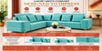 Sapphire 6 Seater Corner Sofa In Teal Color