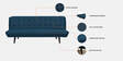 Saso Fabric Convertible Sofa Cum Bed In Light Blue Colour