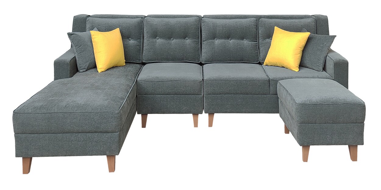 Buy Santiago Fabric RHS Sectional Sofa in Grey Colour by ARRA Online