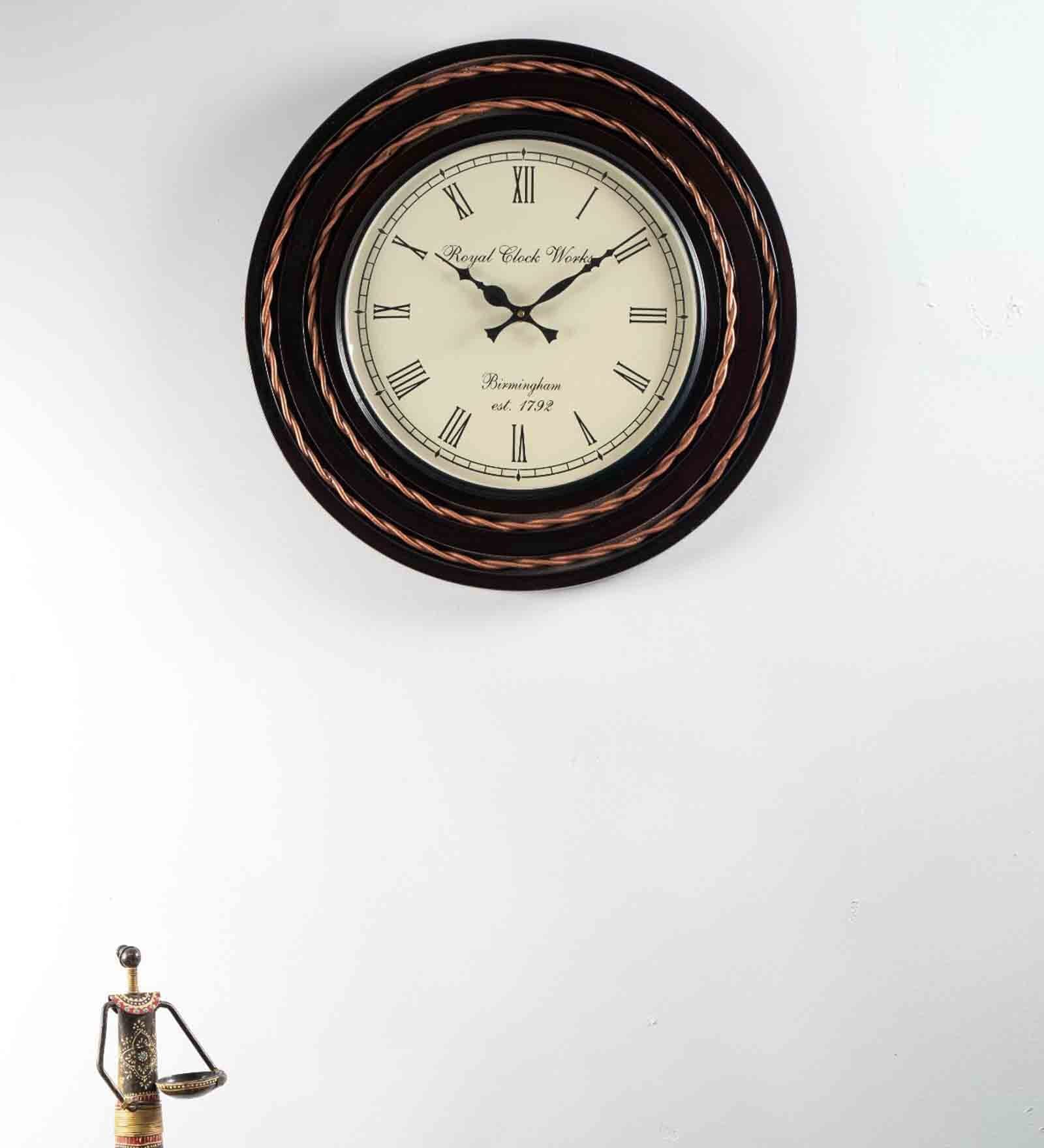 Saachi Brown Iron Wall Clock