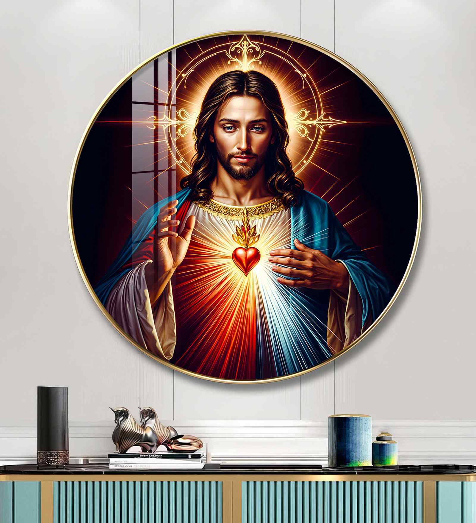 Sacred Presence Of Jesus Acrylic Round Wall Art