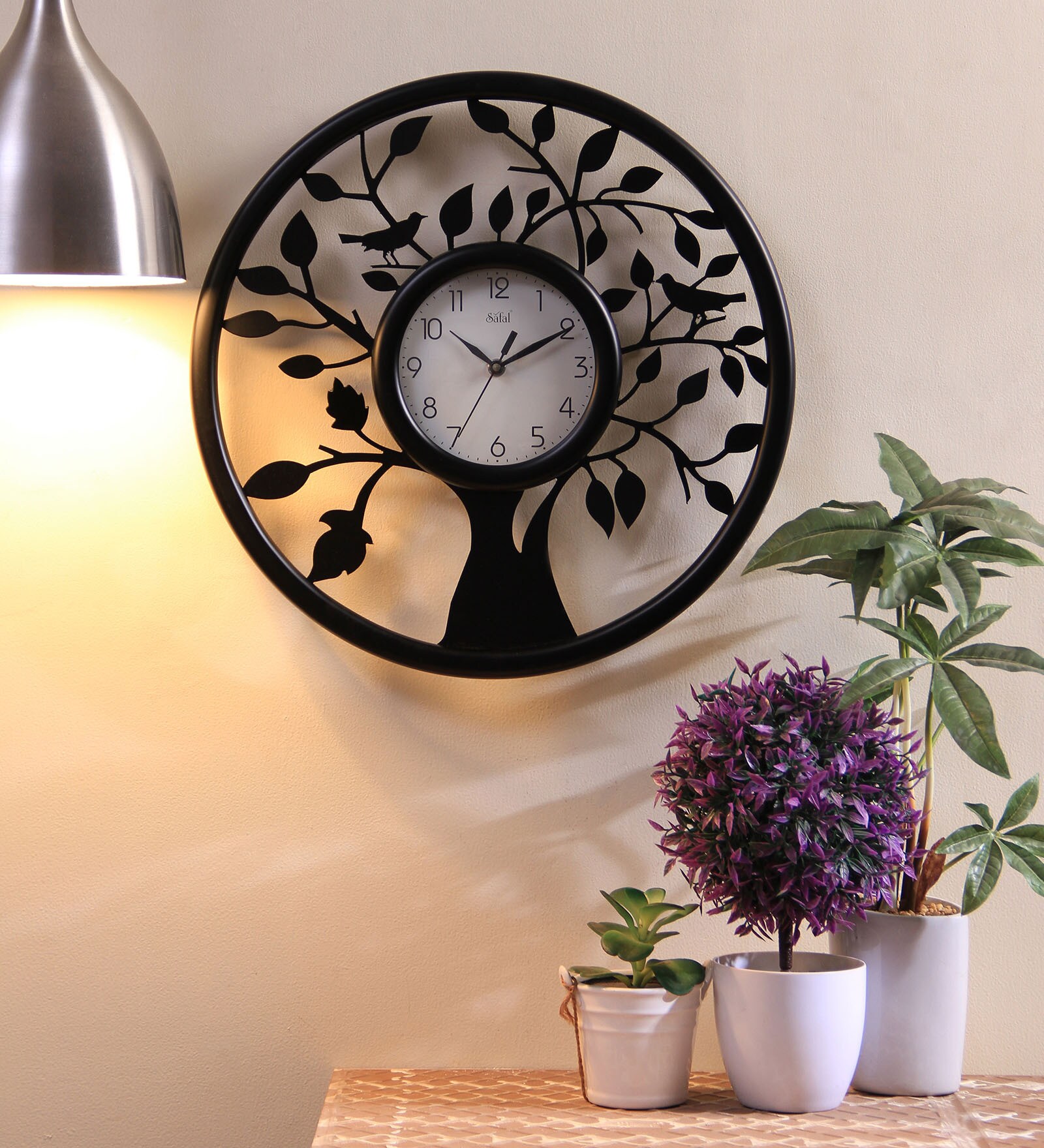 Buy Black Engineered Wood Analog Wall Clock by Safal Quartz Online