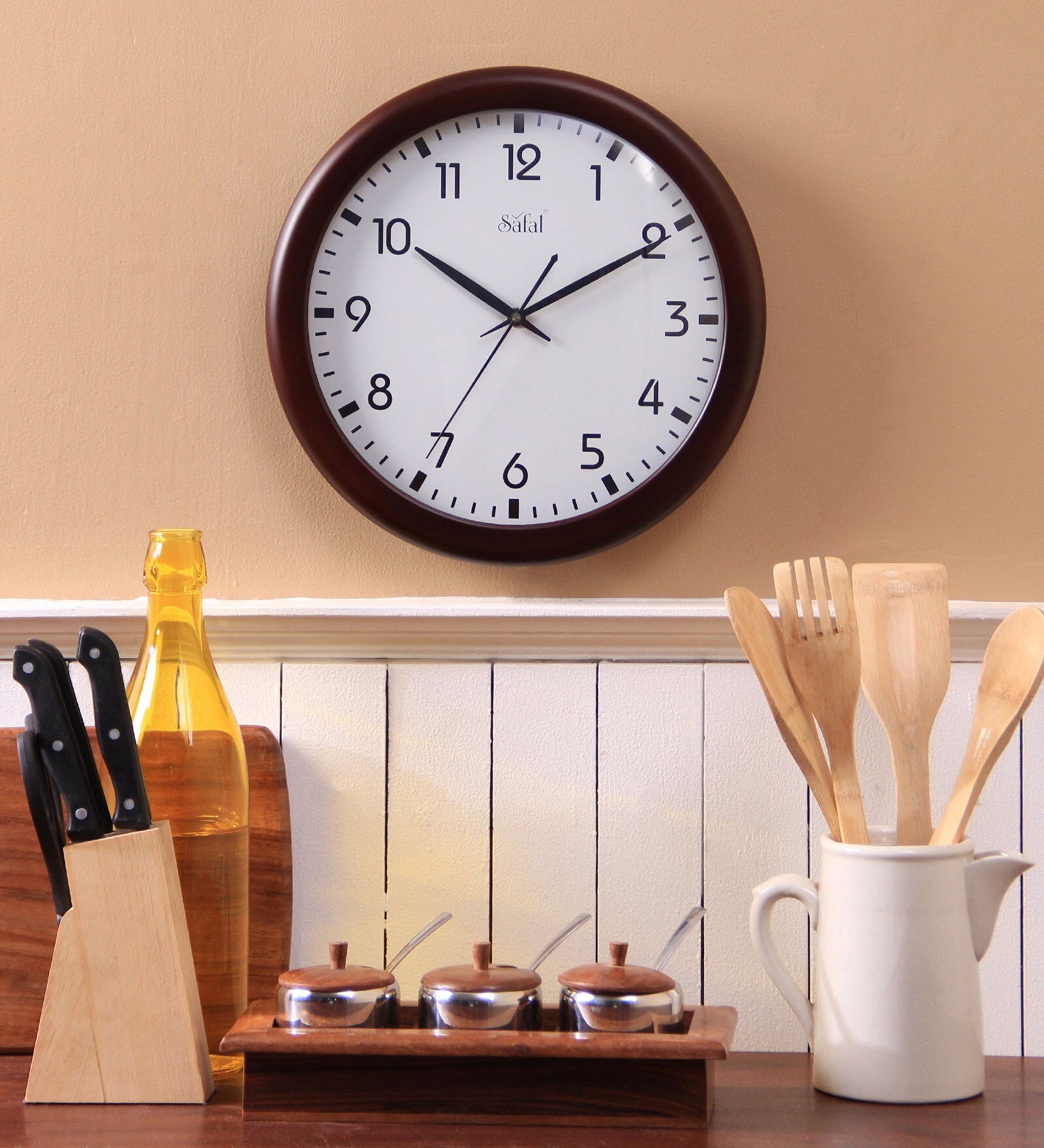 Buy Brown Engineered Wood Zap Modern Wall Clock at 31% OFF by Safal ...