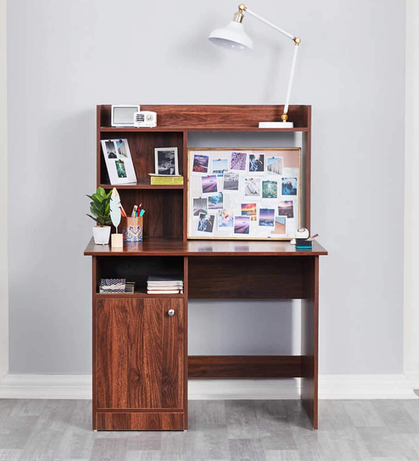 Sage Hutch Desk in Brown Matte Finish