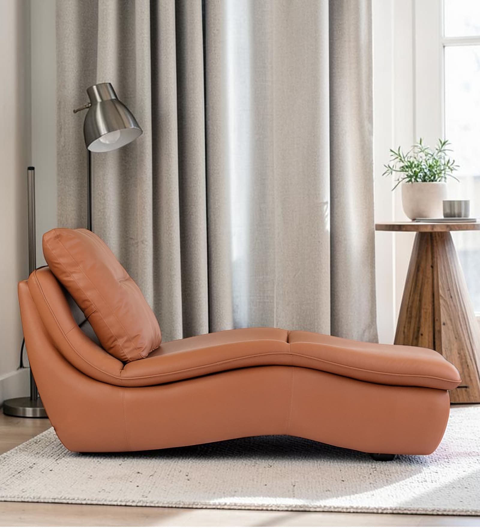 Sage Lounger In Desert Leather Colour