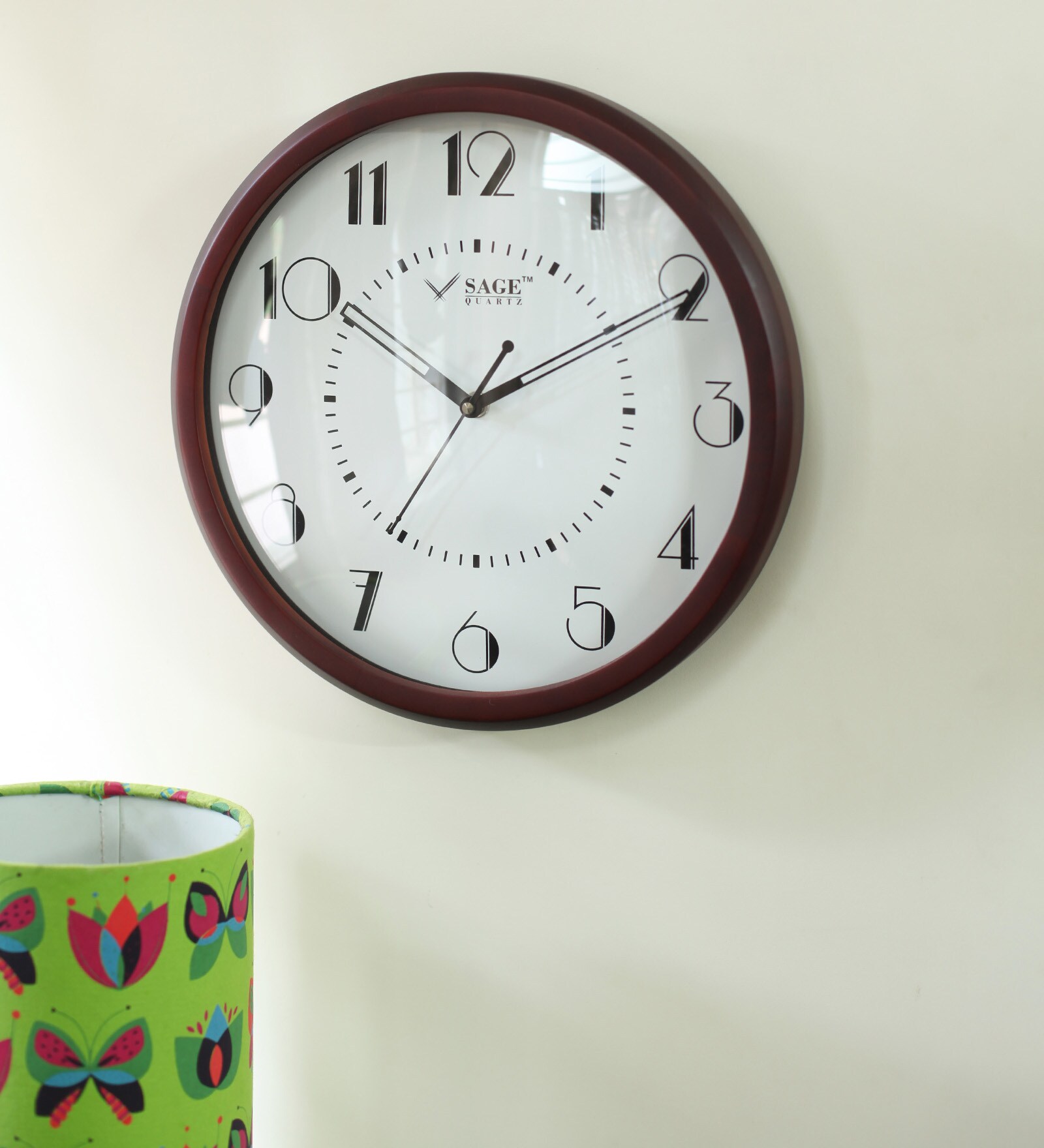 Buy Sage Quartz Brown Wooden and Glass 11 Inch Wall Clock Online