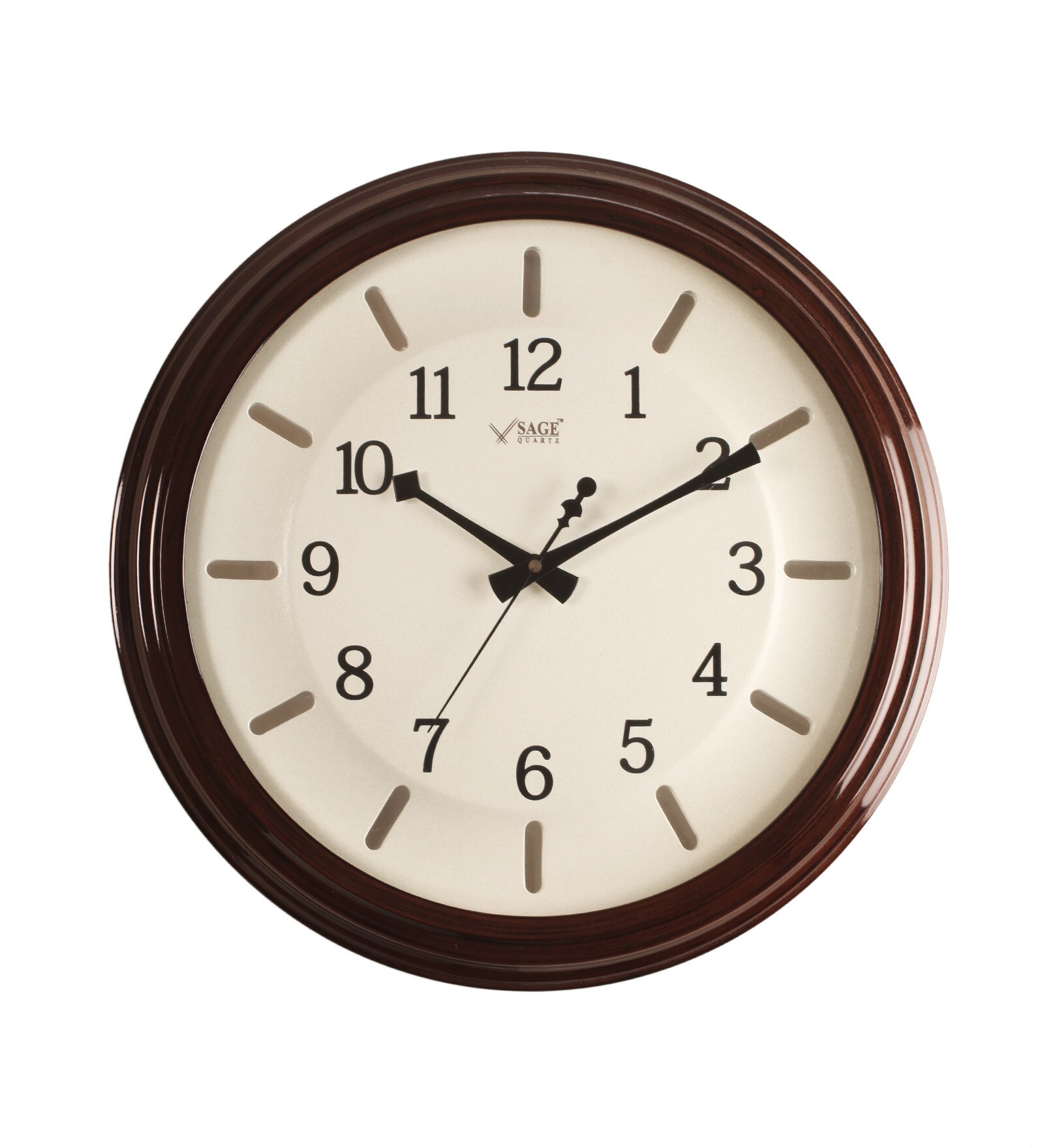 Buy Sage Quartz Brown Wooden and Glass 17 Inch Wall Clock Online