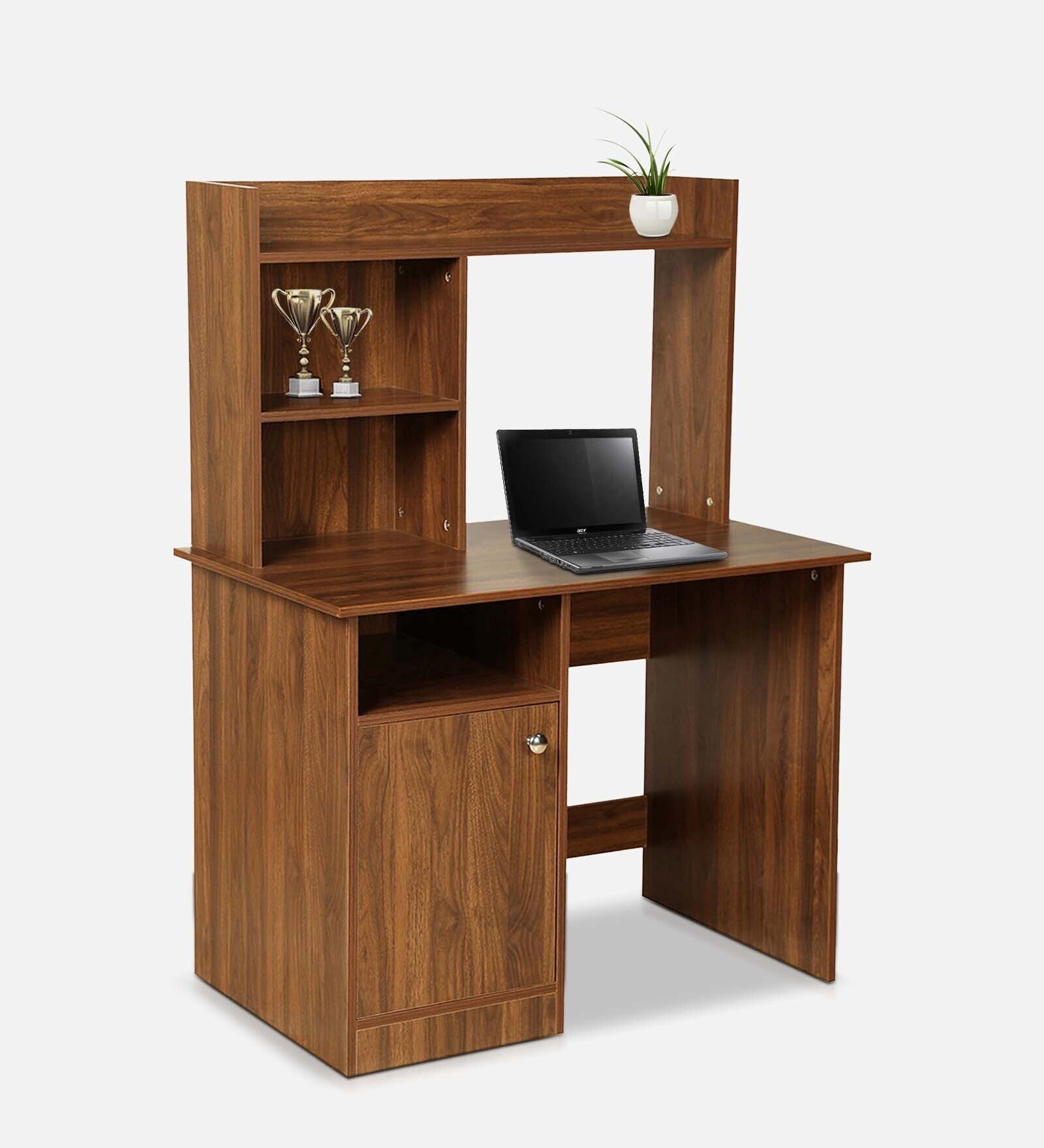Buy Sage Study Table in Brown Matte Finish by Wakefit Online Hutch