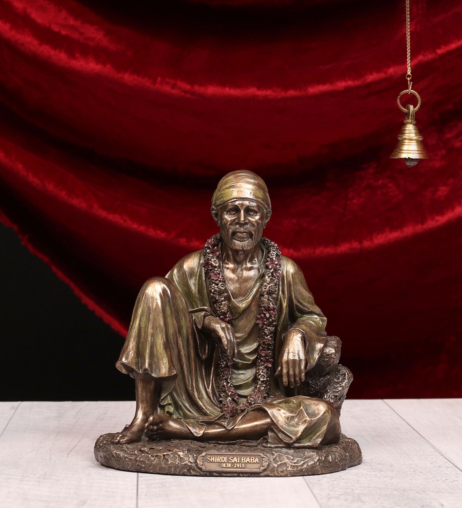Sai Baba Asana Bronze Gold Religious Idol