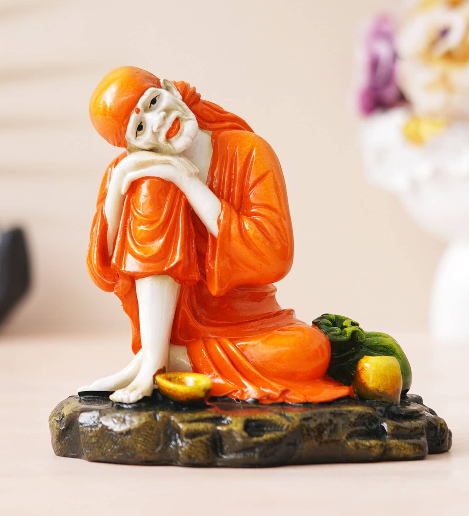 Sai Baba Orange Polyresin Idol