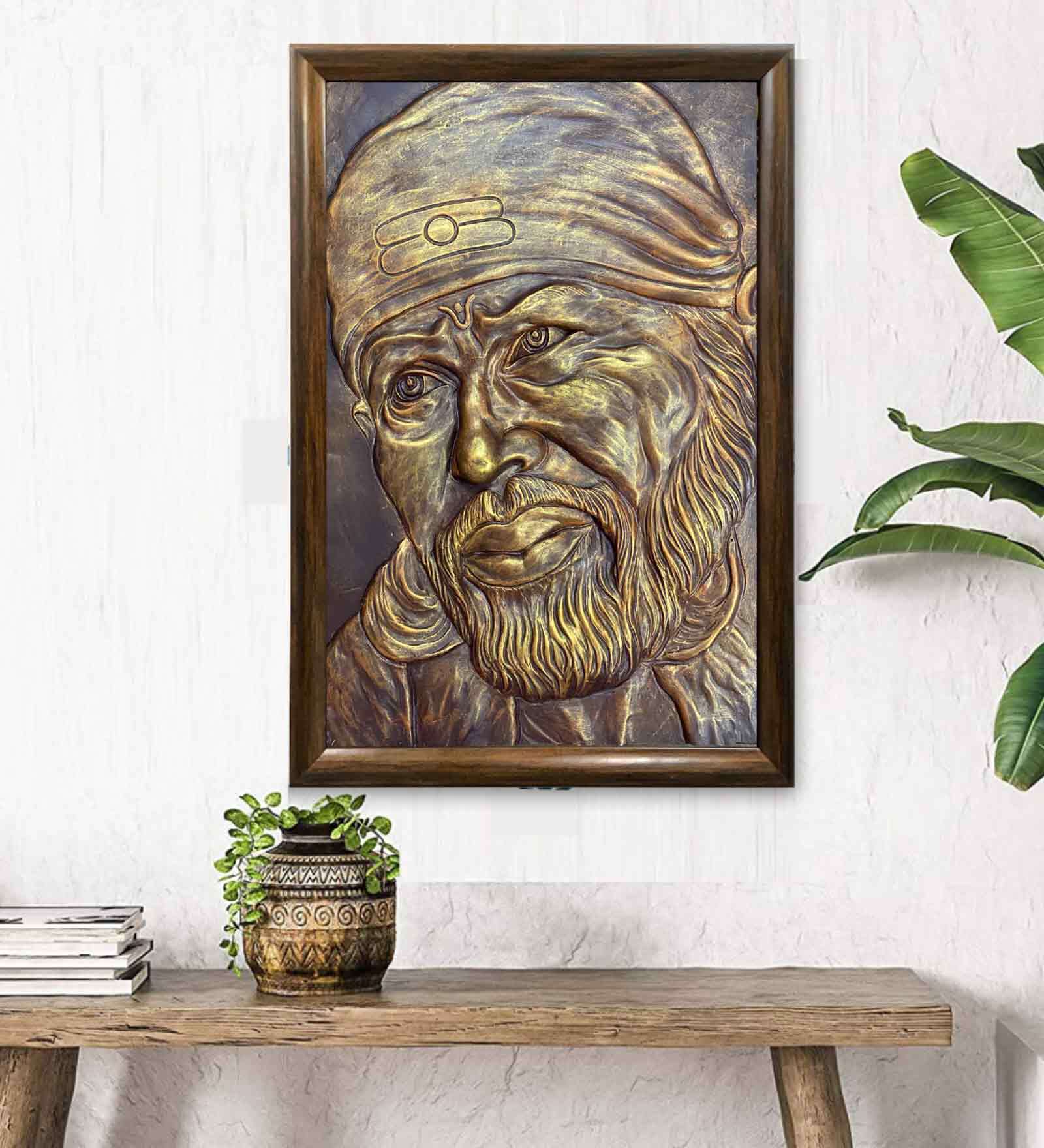 Sai Baba Relief Wall Mural In Bronze