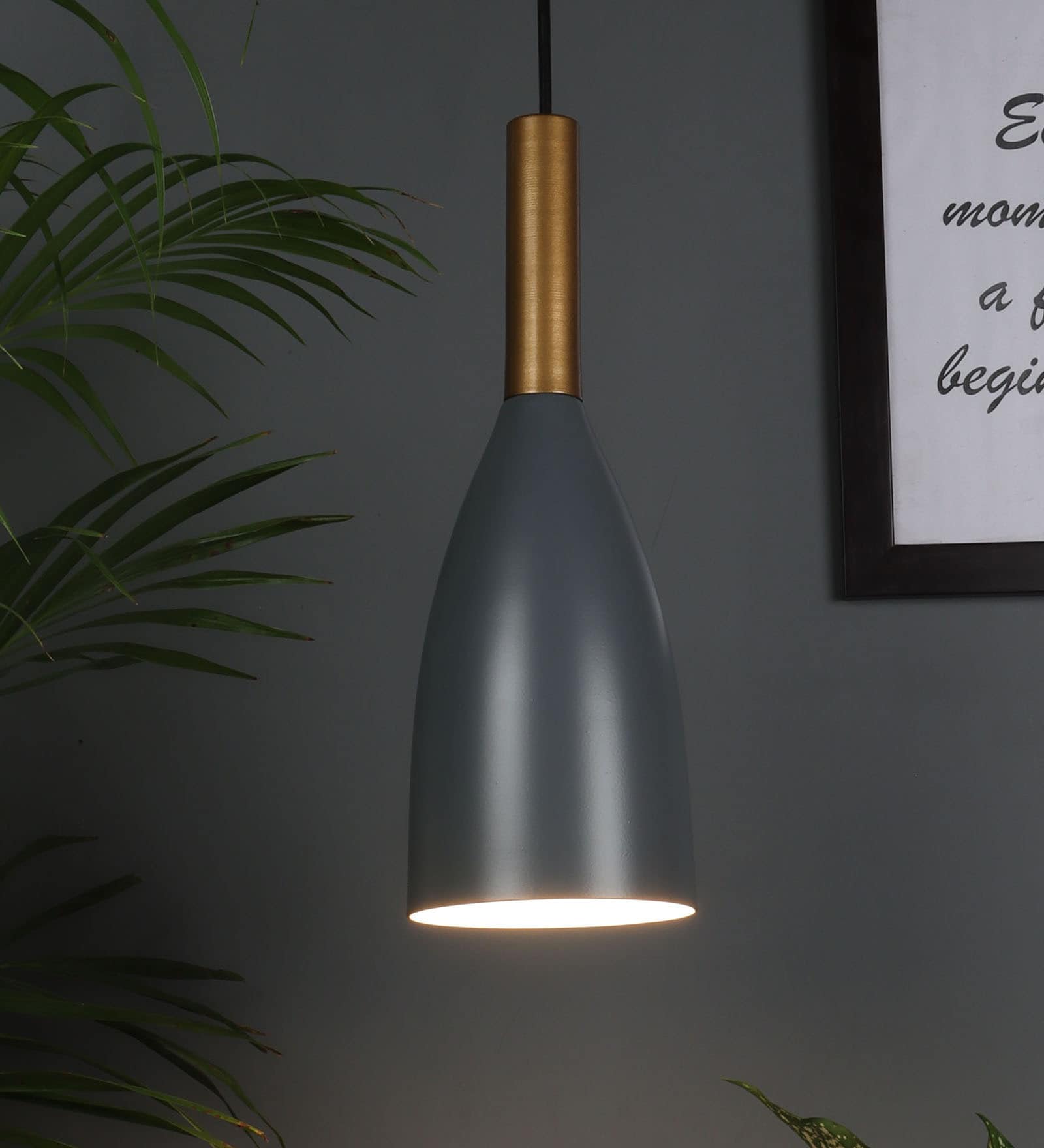 Saint-Denis Grey Aluminum Hanging Light