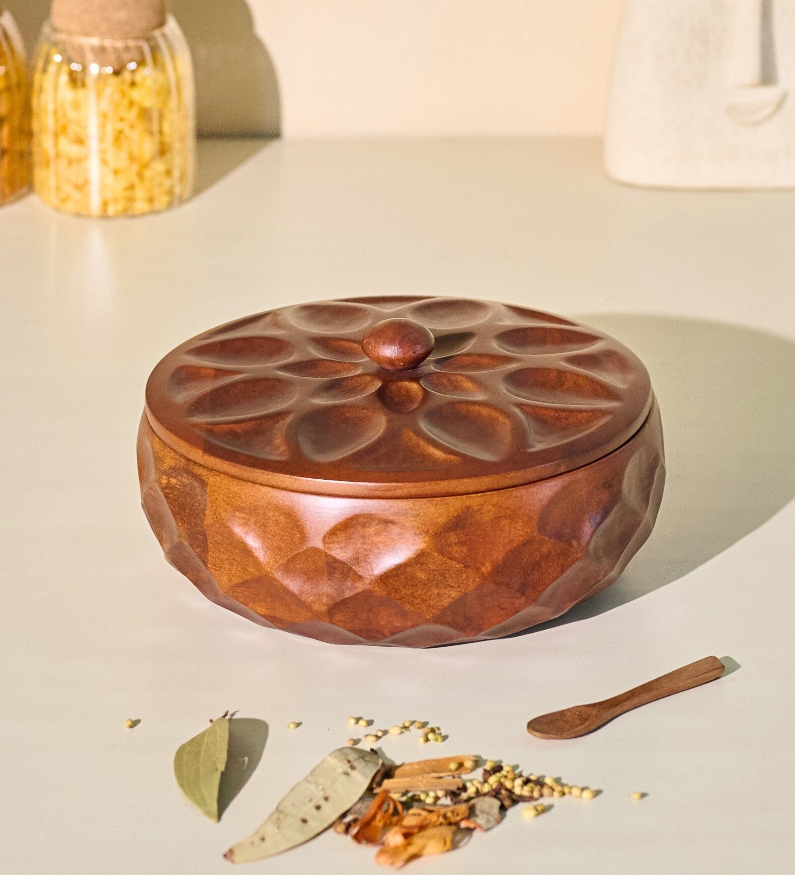 Saku Masala Box Wooden Spice Box