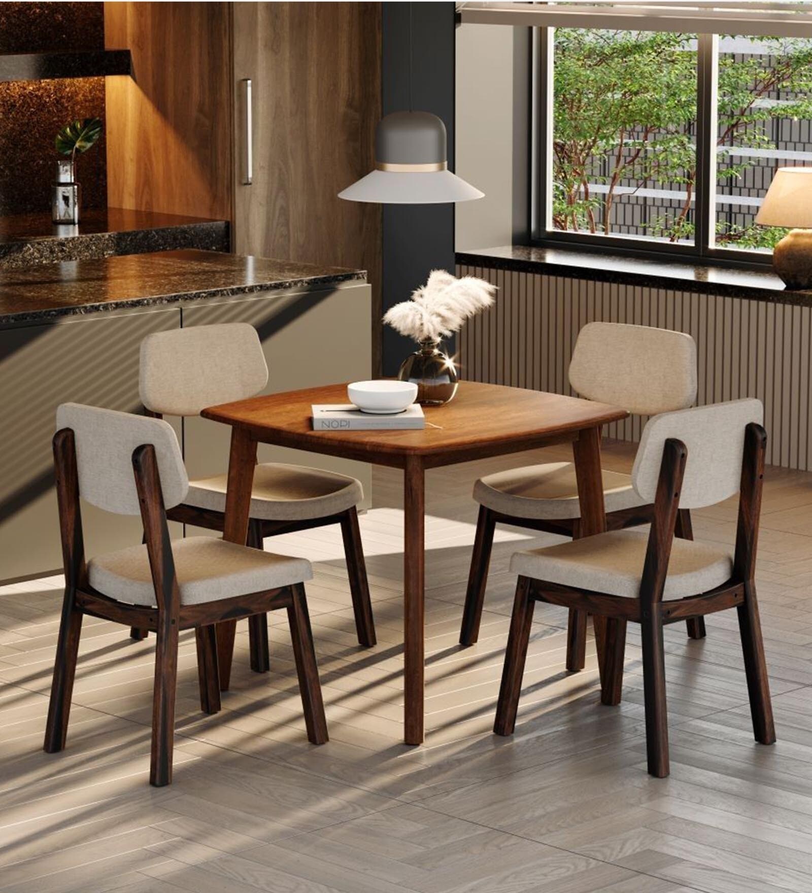Buy Salvia Solid Wood 4 Seater Dining Set In Grand Brown Finish at 29% ...