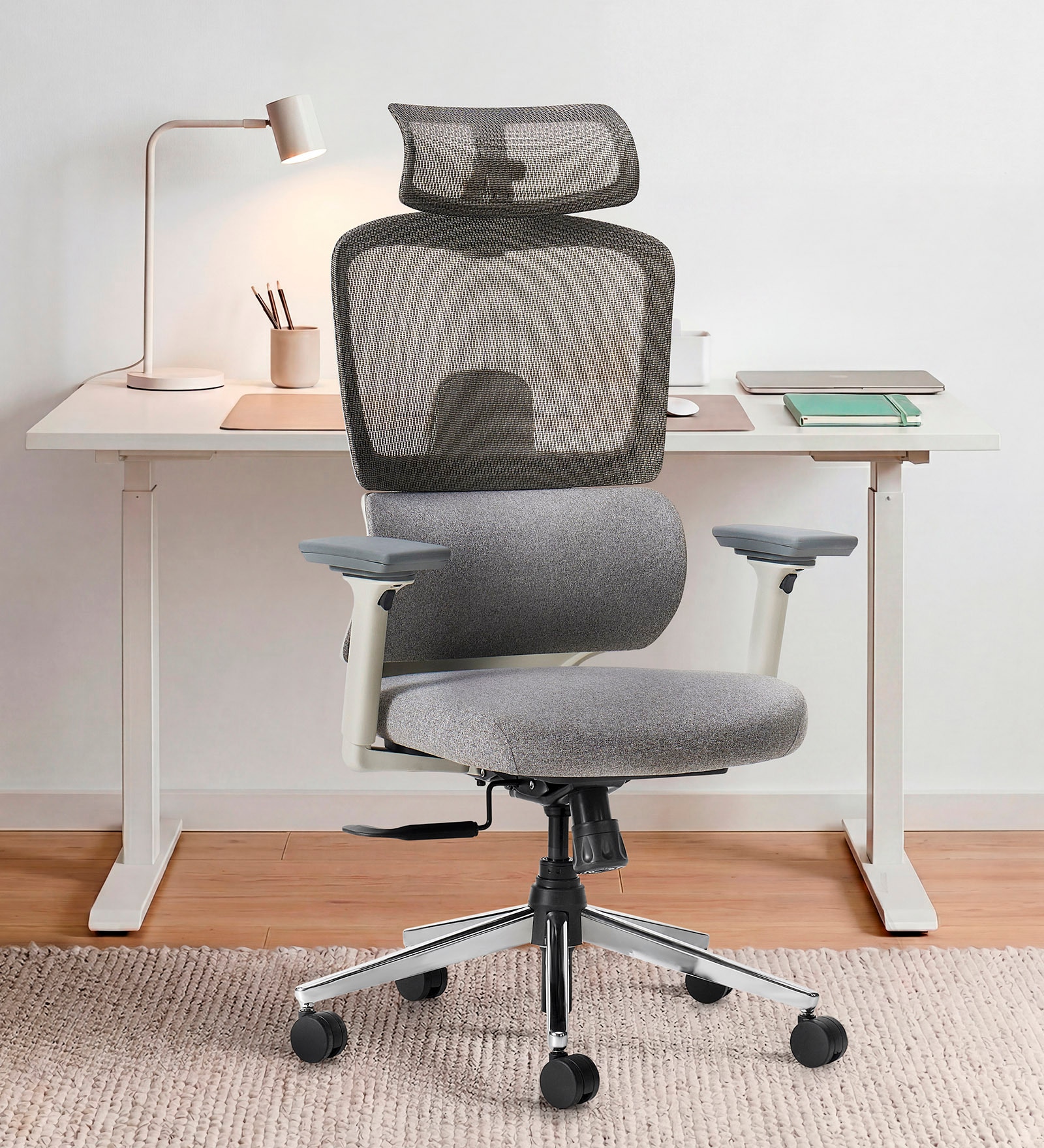 Sama Pro Korean Mesh Office Chair with Seat Slider and 4D Armrests in Grey Colour